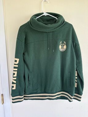 Official NBA Milwaukee Bucks Women's Funnel Neck Fleece Hoodie - Size M